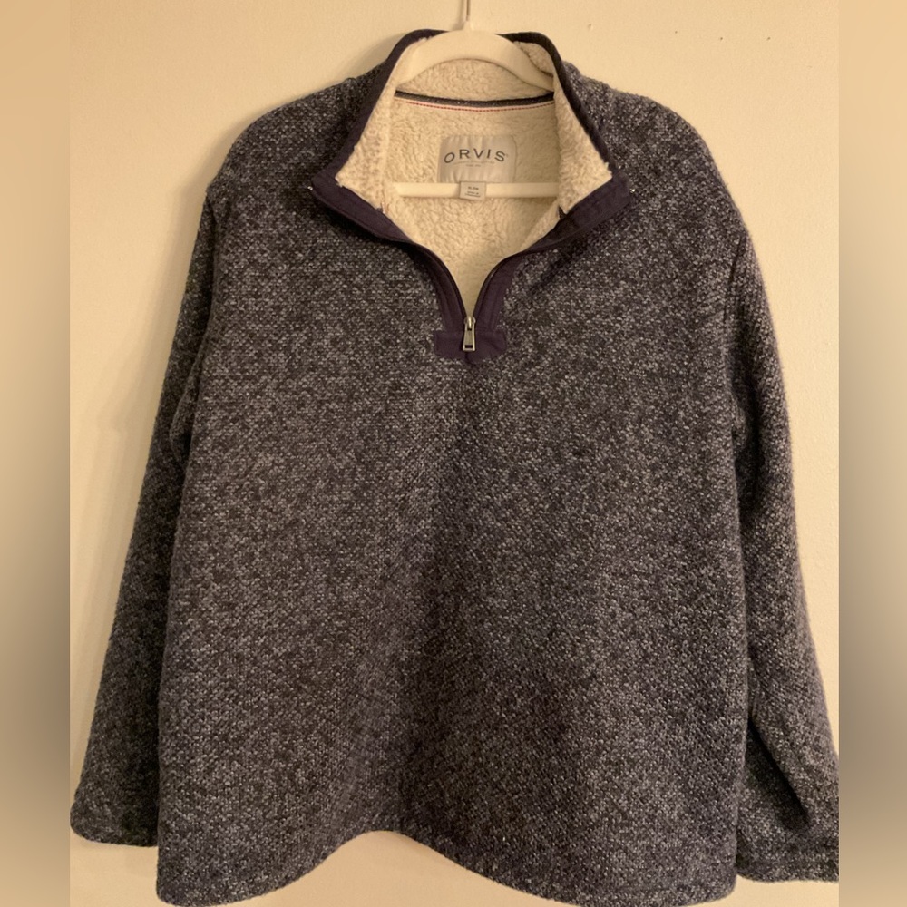 Mens Orvis Brighton 1/4 Zip Sherpa Lined Marl Sweater XL
